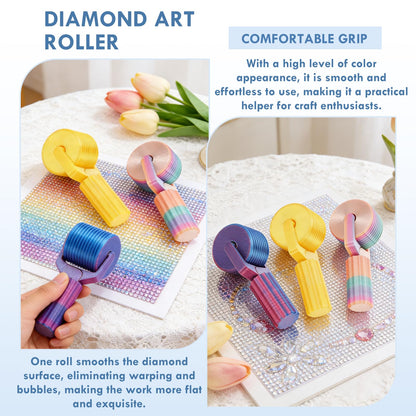 EVOCKAY Diamond Painting Roller Tool - Enhance Your DIY Crafts with Rhinestone Embroidery & Accessories（Rainbow Blue Yellow）