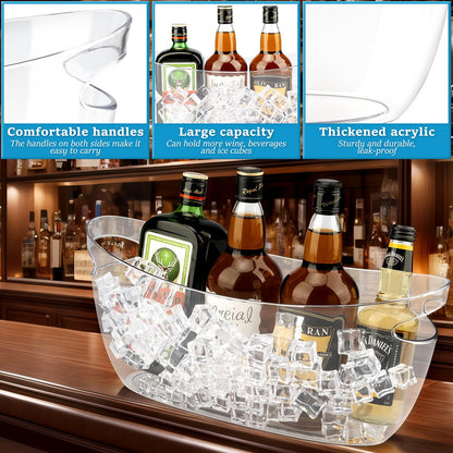 2Pcs Clear Ice Buckets for Parties, 5.5L Acrylic Champagne Bucket with Scoop, Mimosa Bar Supplies, Plastic Tub for Drinks, Cocktail Bar, Wine, Beer, Soda,Beverage,Cooler