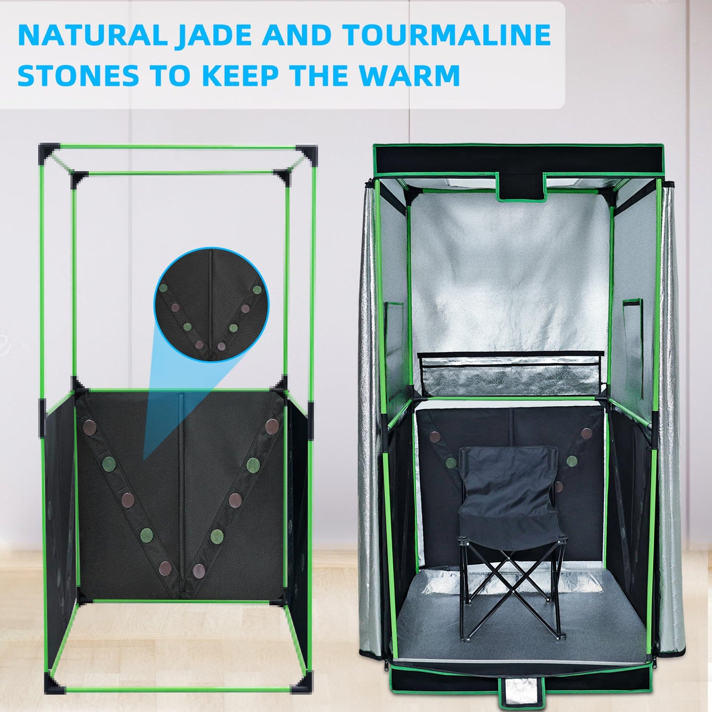 UTK Far Infrared Sauna, Full Size Portable Sauna with Natural Jade for Home Spa, One Person Infrared Sauna with Tourmaline Heating Foot Pad and Portable Sauna Chair for Relaxation Detox (104℉-141℉)