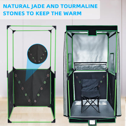 UTK Far Infrared Sauna, Full Size Portable Sauna with Natural Jade for Home Spa, One Person Infrared Sauna with Tourmaline Heating Foot Pad and Portable Sauna Chair for Relaxation Detox (104℉-141℉)