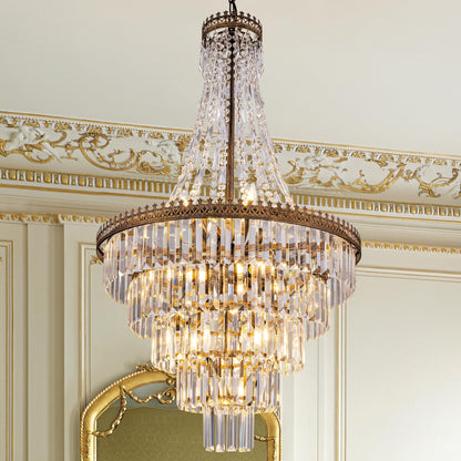 TOCHIC French Empire Crystal Chandelier Modern Farmhouse Chandeliers Ceiling Light for Foyer Entryway High Ceiling Vintage Antique Bronze Chandelier Light Fixture for Dining Living Room 24" D