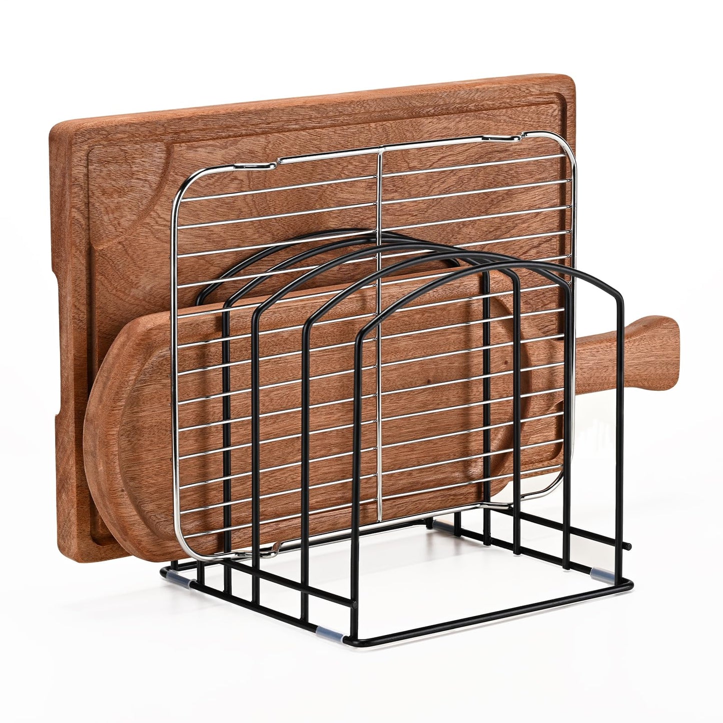 ziroland 5-Slot Cutting Board Organizer, Bakeware Organizer, and Kitchen Cabinet Organizer for Baking Trays and Cookie Sheets (1pc 5 Slot for two size)