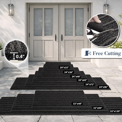 DOMUSTEX Outside Entrance Runner Rug 24" x 96", Dirt Trapping Outdoor Door Mat, Non Slip, Water Proof, Heavy Duty Commercial Rug for Patio, Garage, Traffic Area, Office, Roll Packing