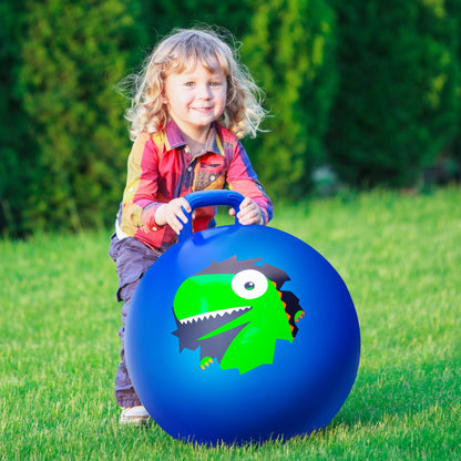 ZOOJOY Hopper Ball, Hopping Toys for Kids, 18inch Bouncy Ball with Handle for Boys Girls Aged 3-8, Inflatable Dinosaur Bounce Hopper Toy with Pump