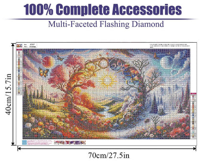 5D Large Diamond Art Painting,Four Season Diamond Art Kits for Adults,DIY Full Drill Crystal Rhinestone Arts and Crafts,Butterfly Flowers Art Painting with Diamond Home Wall Decor 27.5 X 15.7inch