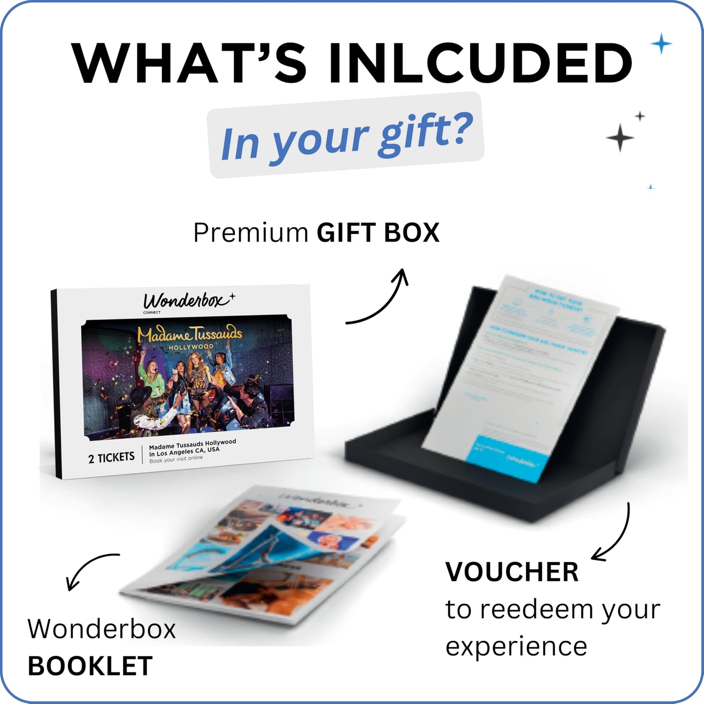 Wonderbox Madame Tussauds Hollywood Gift Box, 2 Admission Tickets for Wax Museum, Gift Experience for Kids & Families