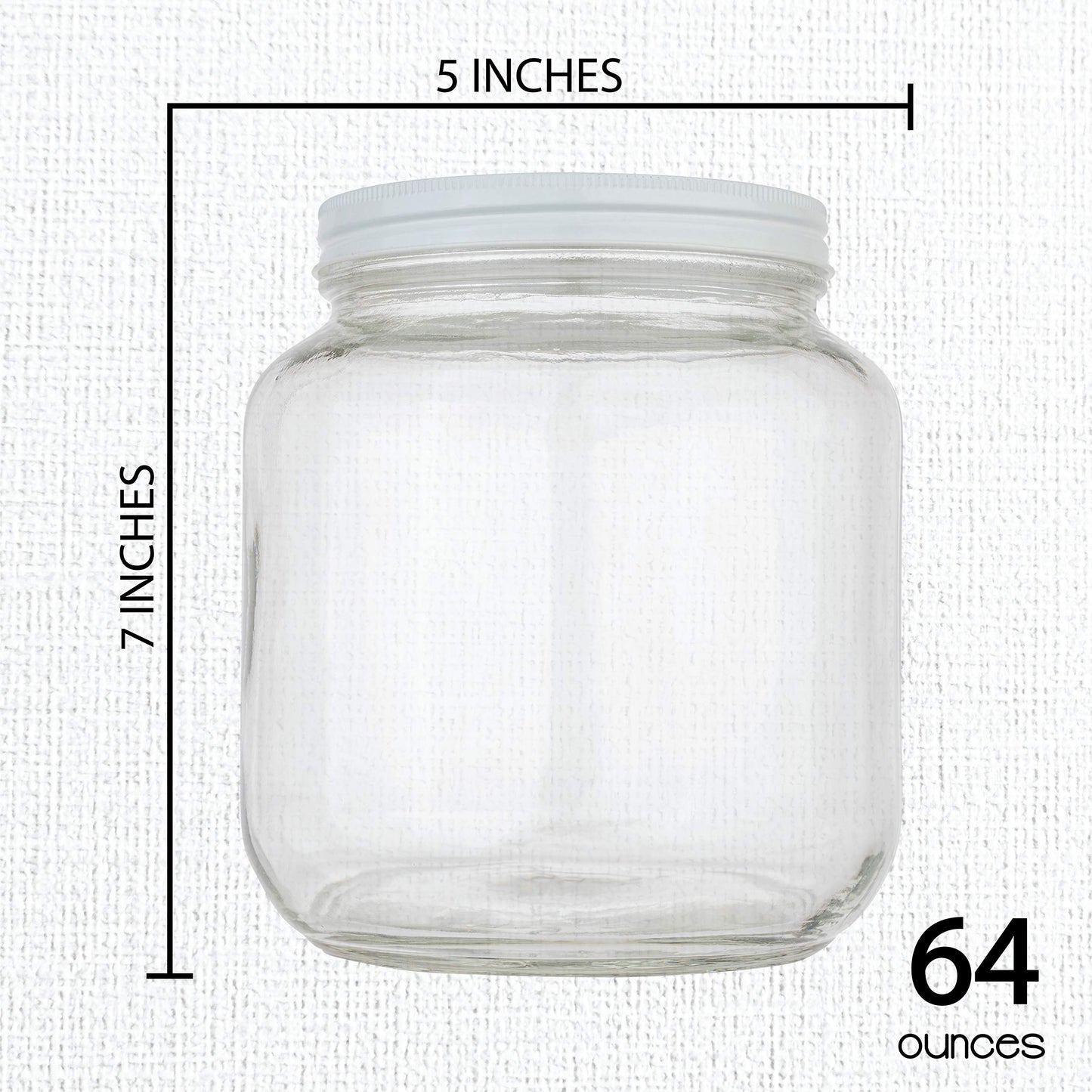 Half Gallon Glass Large Mason Jar Wide Mouth with Airtight Metal Lid - 1/2 Gallon Mason Jars - BPA-Free Glass Jar with Lid - Dishwasher Safe- By Kitchentoolz - Made in USA