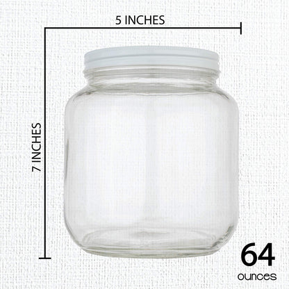 Half Gallon Glass Large Mason Jar Wide Mouth with Airtight Metal Lid - 1/2 Gallon Mason Jars - BPA-Free Glass Jar with Lid - Dishwasher Safe- By Kitchentoolz - Made in USA