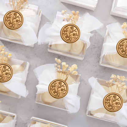 UNIQOOO Wax Seal Stickers - 3D Floral Wedding Invitation Envelope Seal Sticker, 50 Pcs Self- Adhesive Flower Antique Gold Stickers, Perfect for Invitation, Christmas, Gift Wrapping
