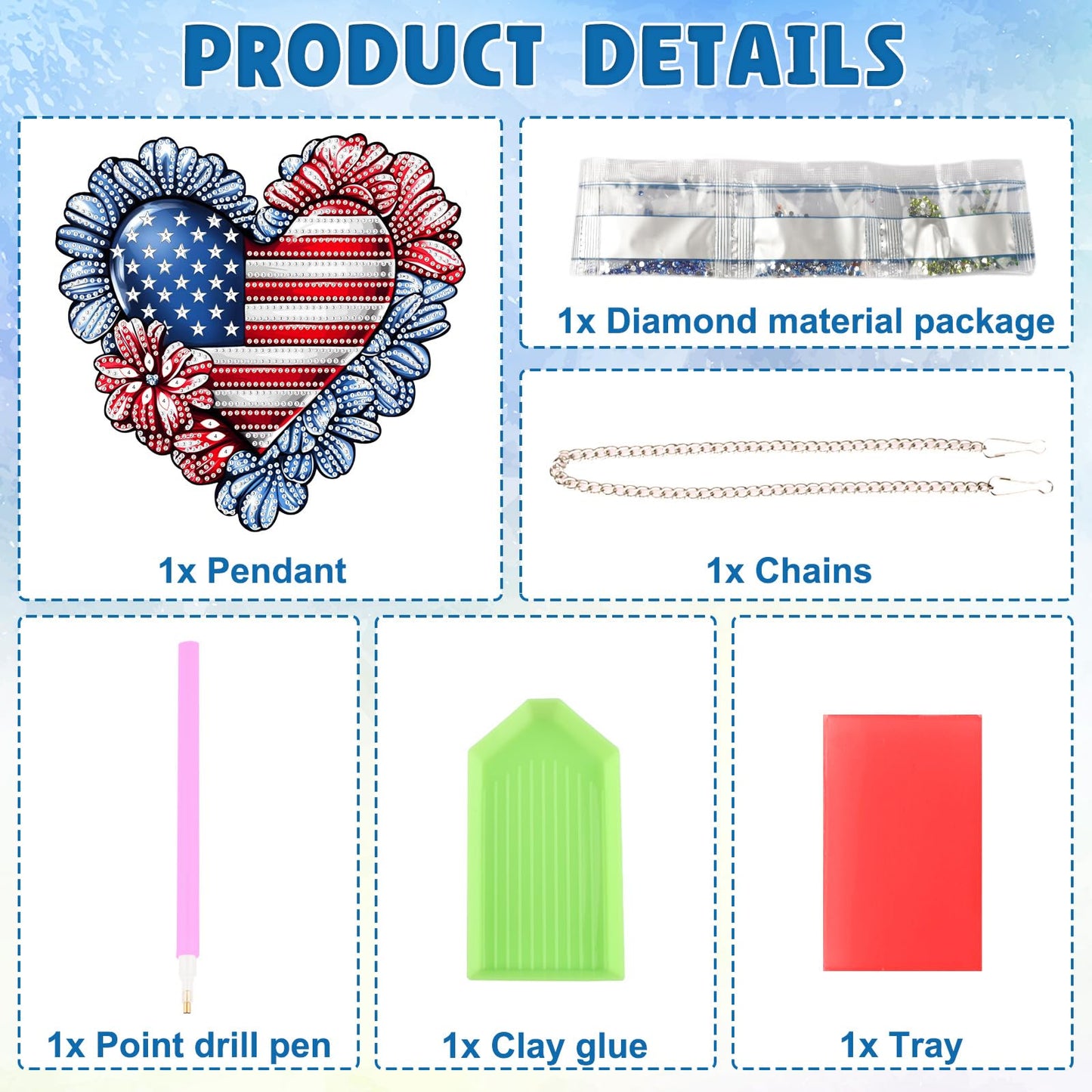 DOMROM 4th of July Patriotic Heart Diamond Art Hanging Kits, American Flag Floral Diamond Painting, Special Shaped Gem Art Suncatchers Ornament, Independence Day Heart Decor for Home Window Wall