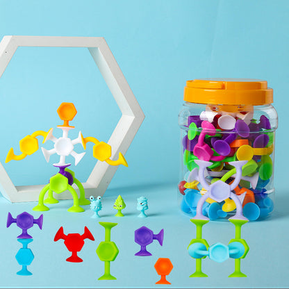 Toddler Bath Toys for Kids Ages 4-8，Suction Cup Fidget Spinner Baby, 42 pcs Suction Bathtub Toys for Toddlers 3-5, Starter Sticky Blocks for Bathtub, Sensory Toy for Kids 3 and Up