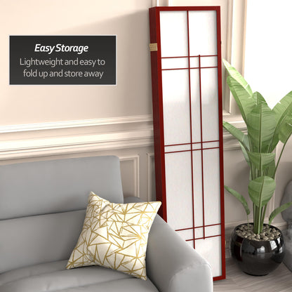 Red Lantern 6 ft. Tall Eudes Shoji Screen - Rosewood - 5 Panels