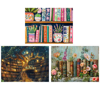 croshom Diamond Art Kits for Adults, 3 Packs Books Diamond Painting Kits for Adults, 5D DIY Full Round Drill Gem Craft for Adult Gifts, Home Wall Decor 11.8" x 15.7"