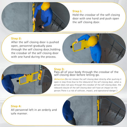 Blulu Industrial Swing Gate Universal Spring-Loaded Safety Swing Gate 16" to 26" Wide Self-Closing Safety Powder Coated High-Visibility Yellow