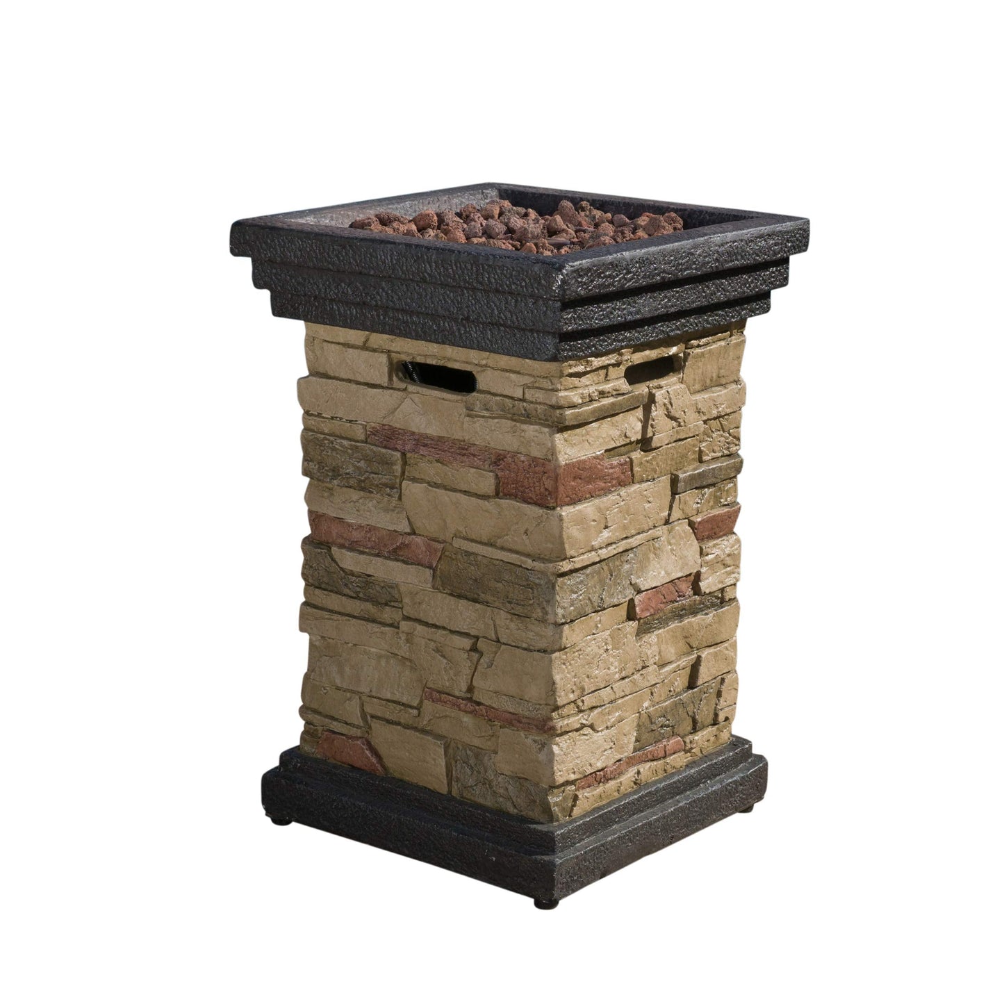 Christopher Knight Home Chesney Stone MGO Fire Column - 40,000 BTU, 19.5", Natural Stone