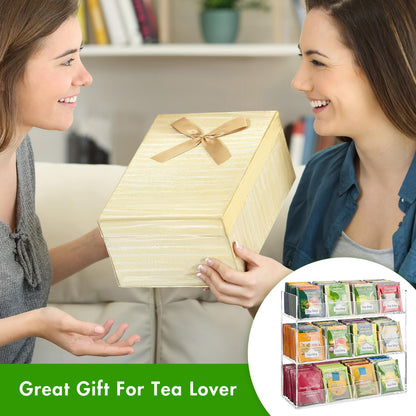 BEYGORM Acrylic Tea Bag Organizer for 216 Tea Packets, No Assembly Required, Display Holder for Countertop, Vertical Tea Bag Caddy for Cabinet, Tea bar Accessories, Teabags Storage Containers