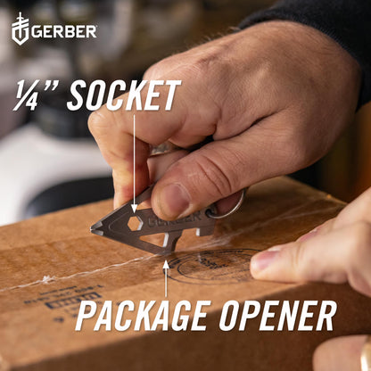 Gerber Gear Broadhead Keychain 5-in-1 Multitool, Clips to Pocket or Keychain with Bottle Opener, Flat Head Driver, Package Opener, Cross Driver and 1/4" Socket, EDC Gear for Everyday Carry