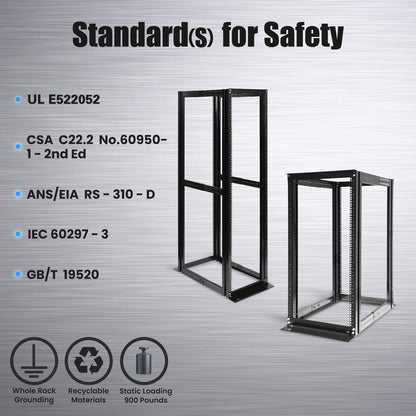Raising Electronics Server Rack 4 Post Open Rack Frame Rack Enclosure 19 Inch Adjustable Depth Aluminum (27U,56Inch Height)