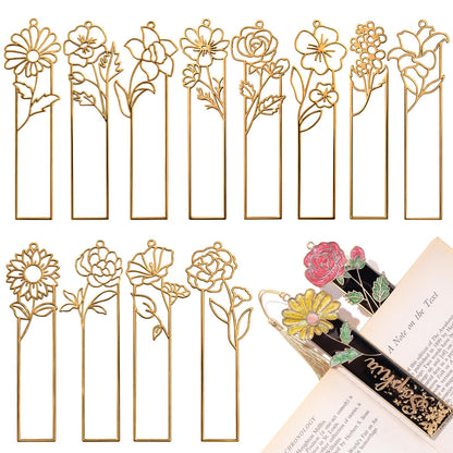 LET'S RESIN 12pcs Metal Bookmark Bezels for Resin with Tassels, UV Resin Molds for DIY Bookmarks, Flower Bookmark Bezels Kit for Craft Supplies & Wind Chime Accessories, Gifts for Book Lover
