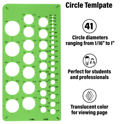 Westcott T-800 Small Circles Template, Plastic Geometric Shapes Template Tool for Drawing and Drafting