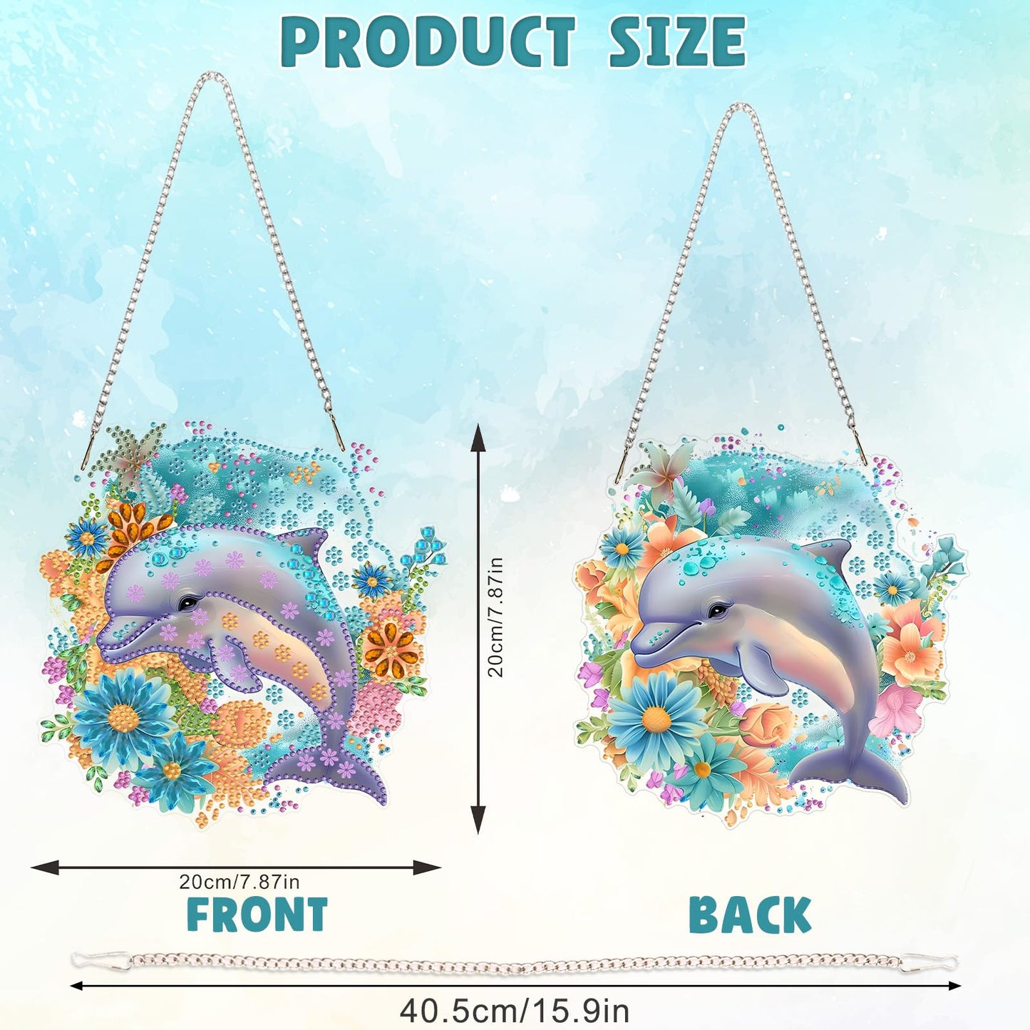DOMROM Dolphin Diamond Art Hanging Kits for Adults Beginners, Special Shaped Crystal Diamond Painting Dolphin Pendant, DIY Diamond Art Suncatchers Animal for Home Garden Wall Decor Gift