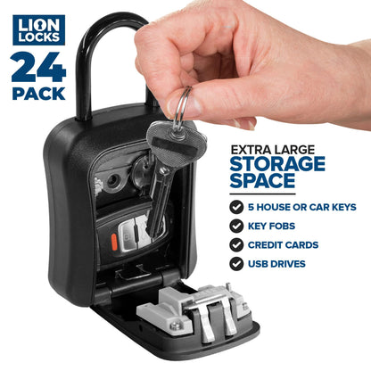 Key Lock Box for Keys with Code (24 Pack) 4 Digit Combination Lockbox for Keys Outdoor, Portable, Waterproof, Realtor Lock Box, Black
