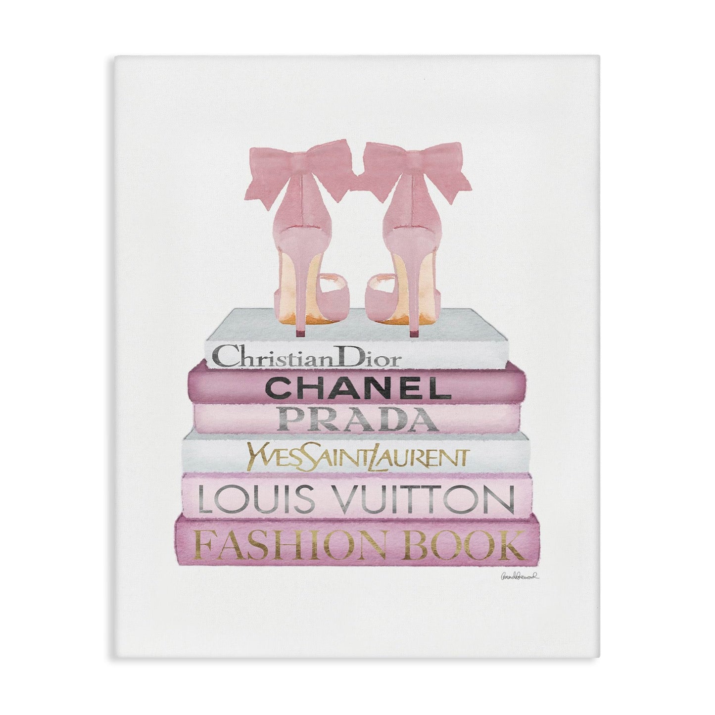 Pastel Pink Heels Books Glam, 16 x 20 Inch Canvas Wall Art