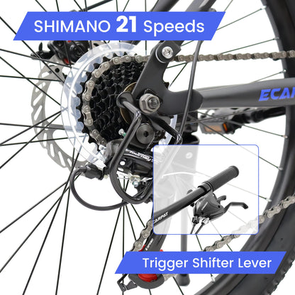 KIAPALNO 26 Inch Mountain Bike, Dual Full Suspension 21 Speed Womens Mens Mountain Bikes, Commuter Bike with Carbon Steel Frame and Dual Disc Brakes