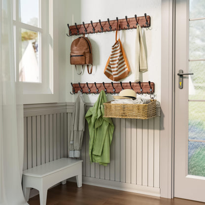 SKOLOO Rustic Large Coat Rack Wall Mount-38.6'' Long Coat Rack for Wall, Wood Coat Rack Hook, Farmhouse Coat Hanger Wall Mount for Hanging Jacket Coat