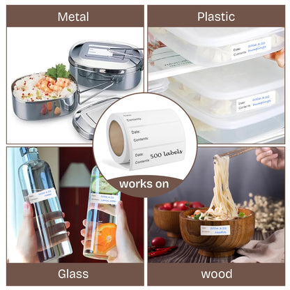 500 Pcs Food Labels, 1 x 3 Inch Removeable Freezer Labels, Water & Oil Resistant, No Residue, Easy Peel Off, Food Storage Labels for Freezer Bags, Jars, Containers & for Meal Prep, Perfect for Kitchen