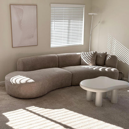 Acanva Modern Curved Sectional Living Room Couch, Minimalist Comfy Boucle Fabric Modular Sofa for Apartment, Home Office, 114" W Left Hand Facing, White