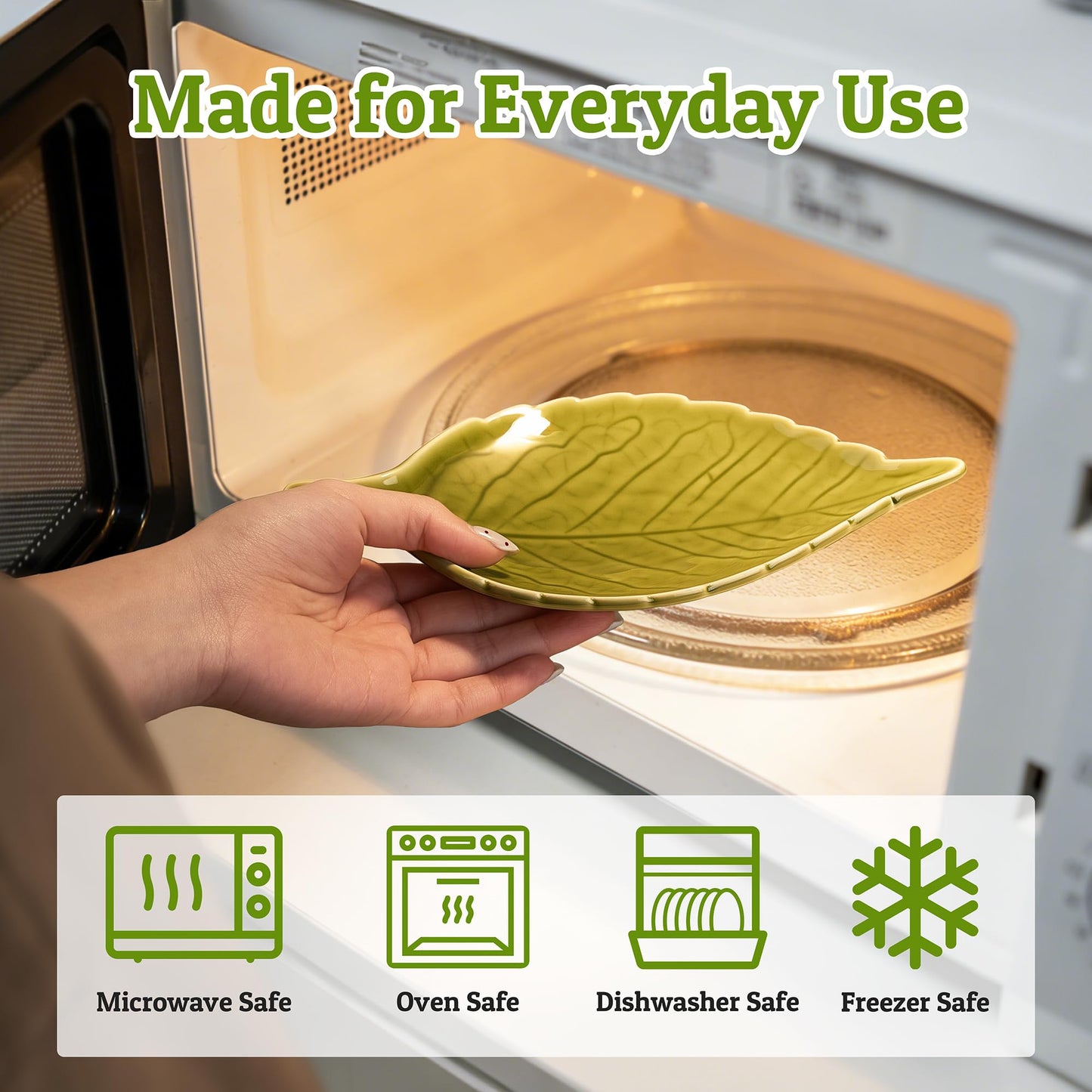 Ceramic Leaf Spoon Rest - Cute Green Cooking Spoon Holder for Stove Top & Kitchen Counter, Heat Resistant Spatula & Utensil Rest, Unique Kitchen Decor Gift, 1 Pack