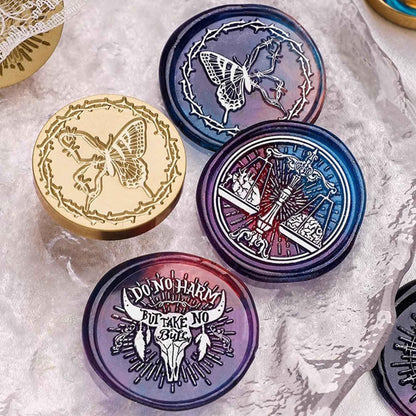 Halloween Wax Seal Stamp Kit - Ychostamp Piracy, Mushroom, Witch, Scale Sealing Wax Stamps, 7PCS Vintage Brass Seals for Spooky Envelope, Party Invitation