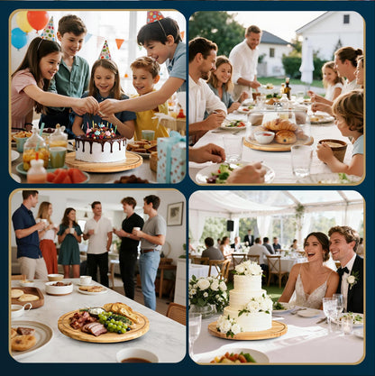 Masthome 11 IN Cake Stand with Lid, Bamboo Wood Rotating Cake Holder with Dome, BPA Free Cake Dish with Cover, Cake Plate with Cover for Birthday/Kitchen/Party/Weddings