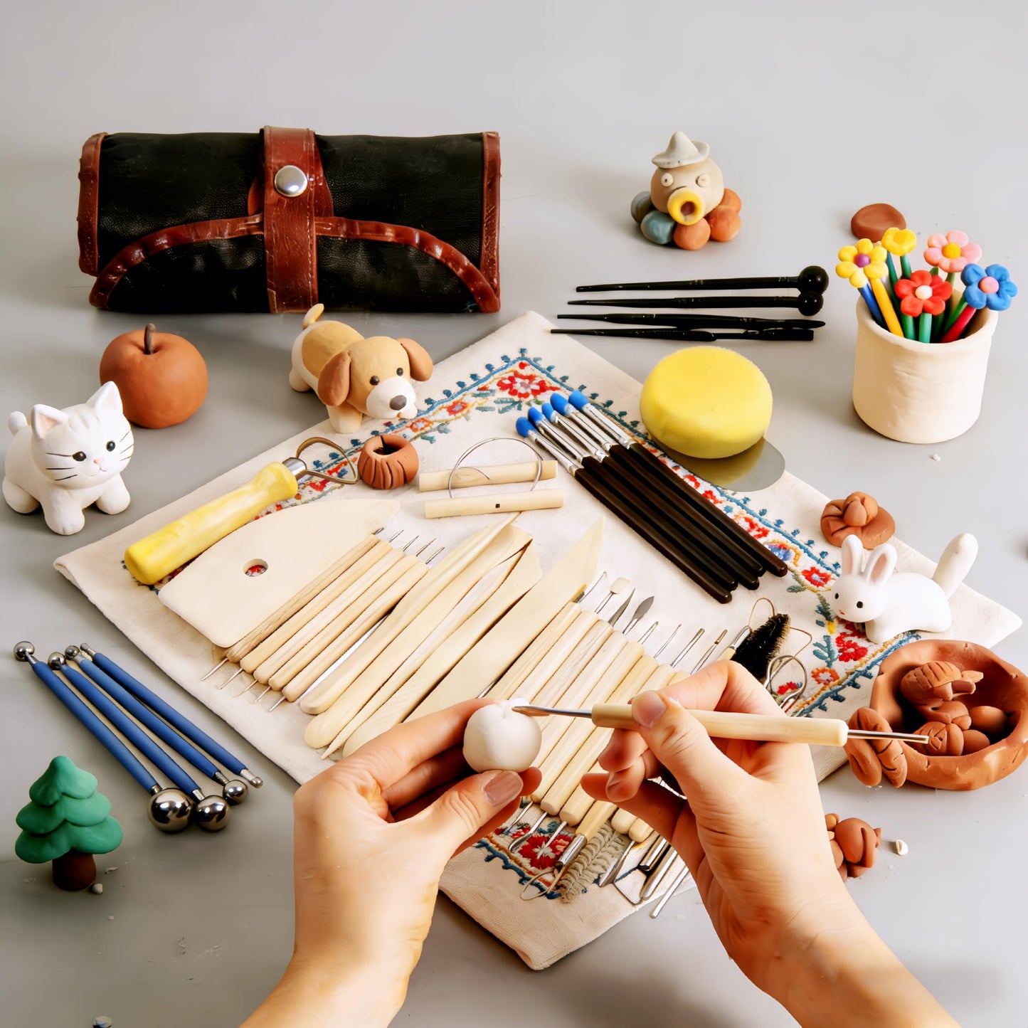 DaChihSheng 43 Pcs Clay Tools Kit Pottery Tools Polymer Clay Sculpting Tools Kit for Carving Air Dry Clay Tools Set for Adults Clay Sculpting Tools Ceramic Tools Graving Tools use for DIY Handicraft