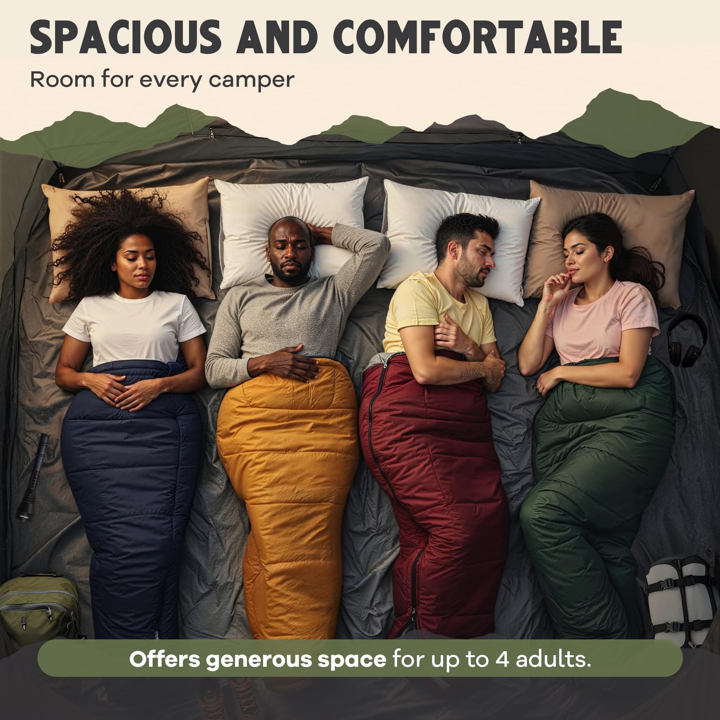 Oaktiv Inflatable Tents for Camping - CloudCamp Glamping Tent for 6 People Waterproof Oxford Fabric(210D), Quick Setup Air Tent with Manual & Battery Pump, UV Protection, 4-Season Inflatable Tent