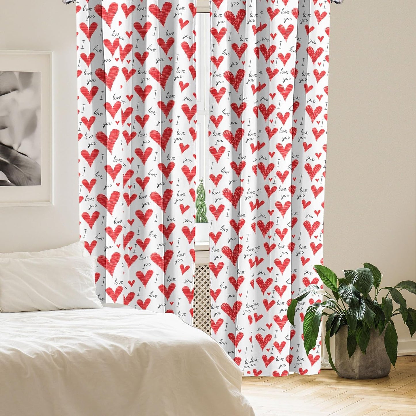 Ambesonne Love Window Curtains, Hand Written I Love You Phrases, Lightweight Decorative Panels Set of 2, Vermilion