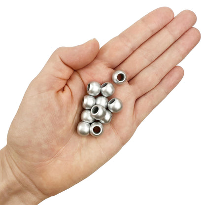 300 Acrylic Large Hole Beads for Crafts 10mm x 12mm Acrylic Barrel Beads with 5.7mm Large Hole, Matte Silver