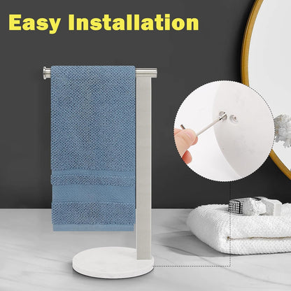 SUS304 Stainless Steel L-Shaped Hand Towel Holder, Thickened Base Bathroom Towel Rack for Countertop Vanity, Brush