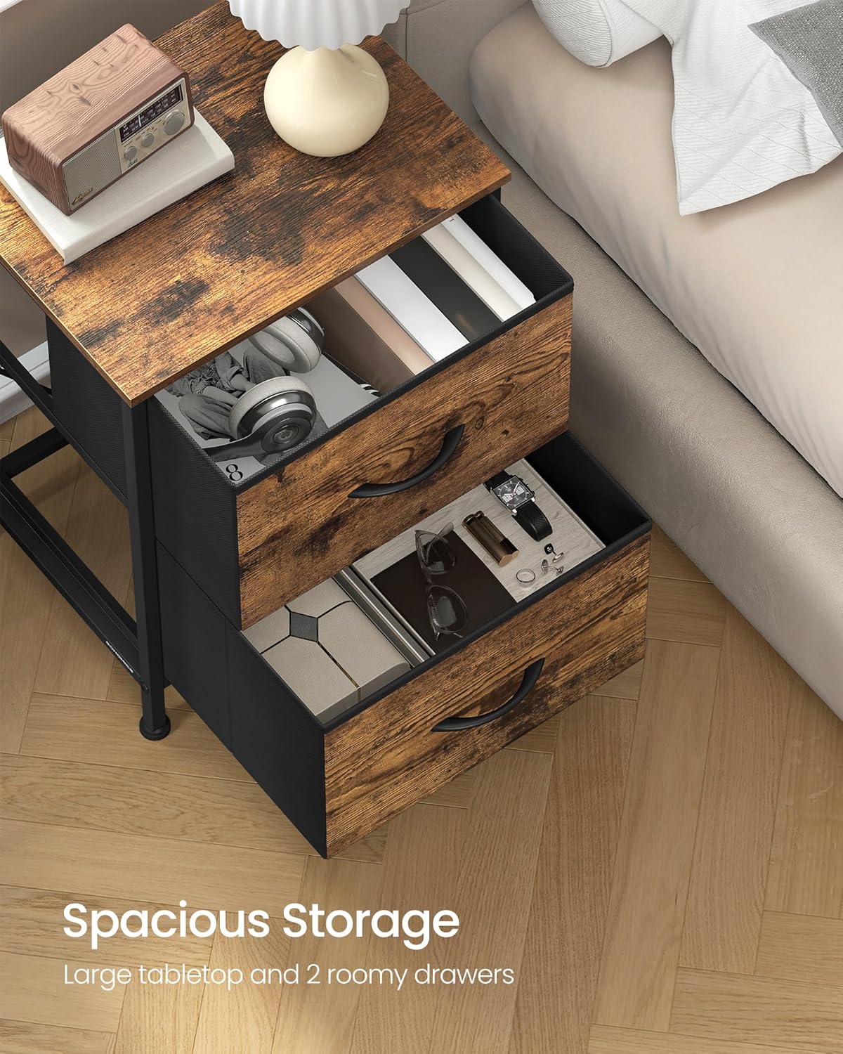 2 Closet, ULGS312B02S SONGMICS Dresser for Bedroom, Chest of Drawers, Nightstand, Steel, MDF, Non-Woven Fabric Drawers
