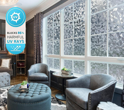 Bloss Privacy Window Film, 3D Diamond Decorative Cling for Home Office Privacy/Decoration, 35.4"x 78.7"