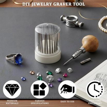 Setting Tools, 24pcs Beading Tools Beader Set for Stone Setting Graver Jewelry Equipments Tool Stone Bead Grain Tool Bead Grain Graver Jewelry Equipments