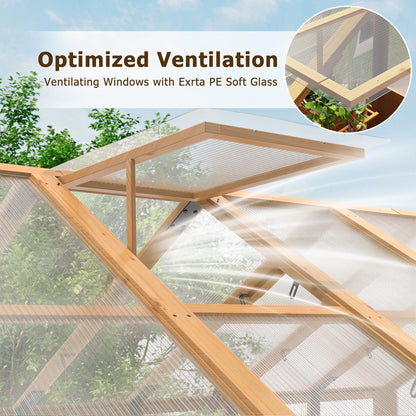 EROMMY 8x12 FT Wooden Greenhouse for Outdoors, Large Walk-in Greenhouse Kit with 4mm Polycarbonate Panels, Adjustable Roof Vent, Lockable Door, Outdoor Greenhouse for Backyard Garden