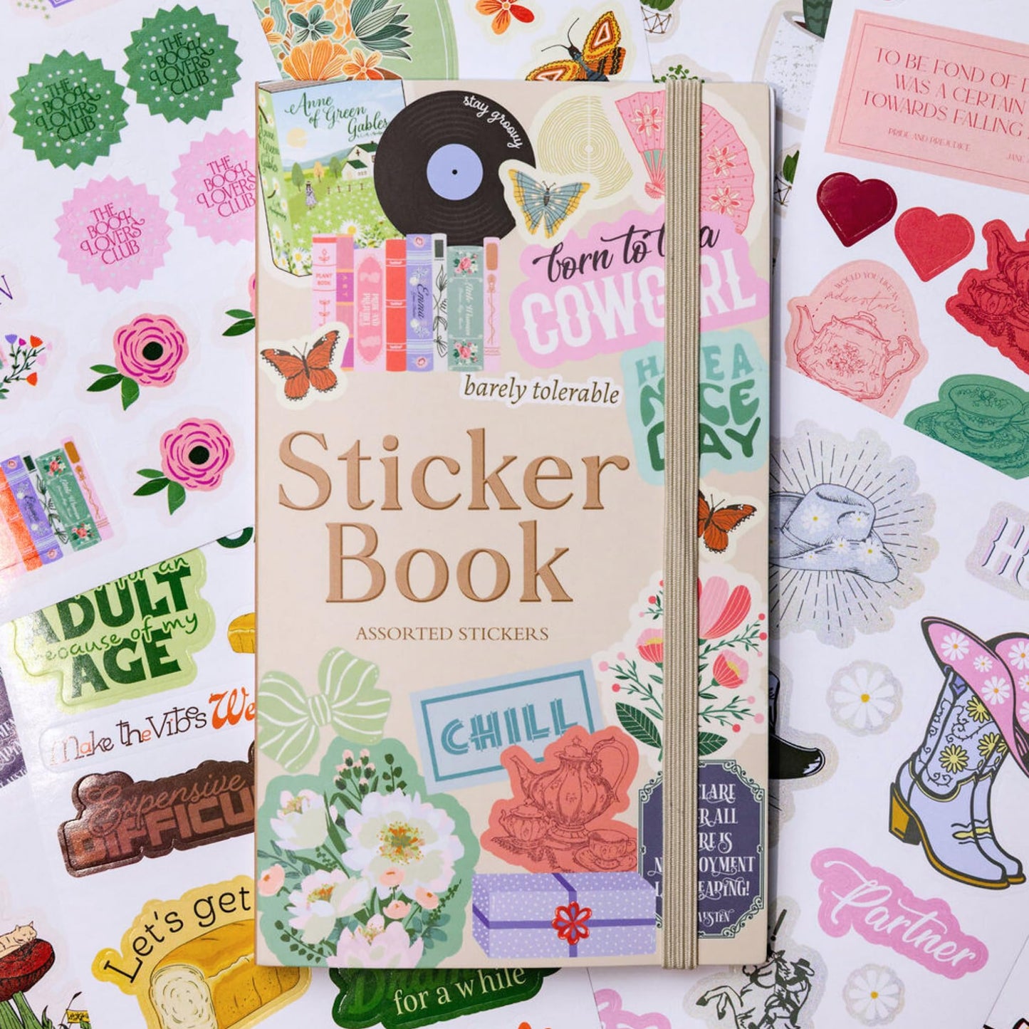 Steel Mill & Co Assorted Sticker Book, 35 Sheets with Hundreds of Paper Stickers, Aesthetic Icons, Bookish Quotes & Illustrations, Planner & Journal Stickers with Elastic Closure (Volume 1)