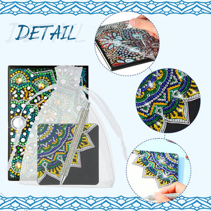 Skyygemm 16 Pcs Diamond Painting Kits for Women 5d Mandala Diamond Painting Notebook Art Bookmarks Rhinestone Pen and Organza Bags with Tools DIY Gem Dots Crafts for Adults Sketchbook Supplies