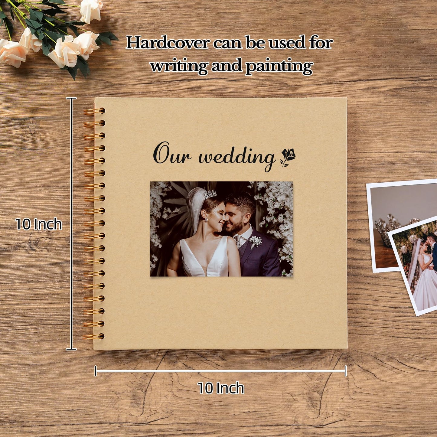 potricher 10 x 10 Inch DIY Scrapbook Album 40 Pages Hardcover Kraft Paper Scrap Book Photo Albums Memory Book for Wedding and Anniversary Family (Yellow, 10 Inch)
