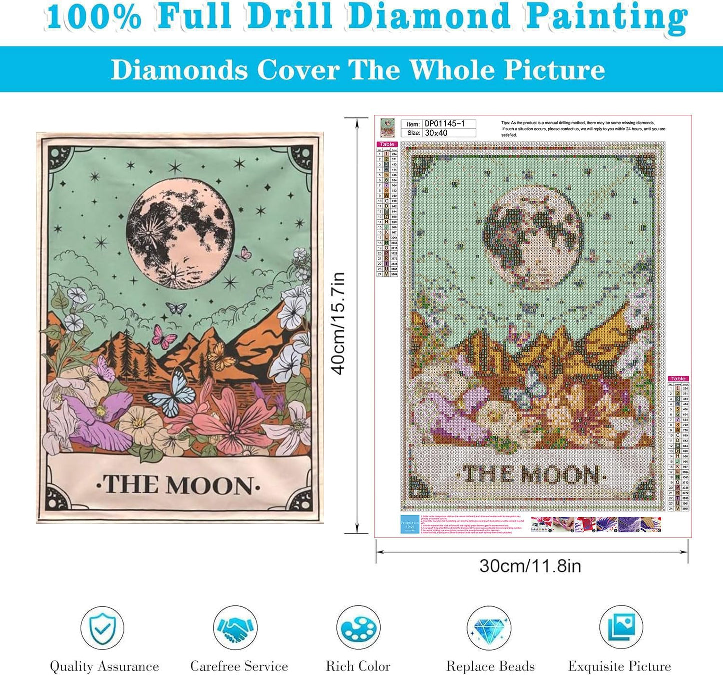 WUDWL Square Diamond Painting Kits Square Drill Diamond Painting,Square Diamond Art,3 Pack Sun Moon and Stars DIY Gem Art Kits for Adults and Crafts for Gifts and Home Wall Decor 12x16inch