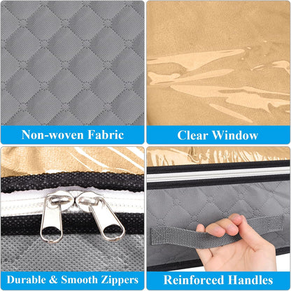 Homelove Under Bed Storage Bags, 2 Pack Fabric Containers with Reinforced Handles and Clear Window for Blankets,