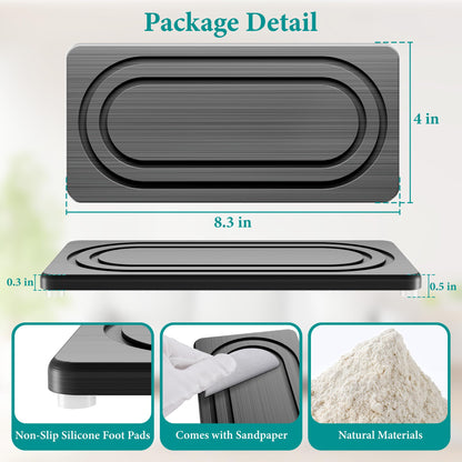 MAGKOTA Water Absorbing Stone Tray for Sink, Quick Drying Diatomite Bathroom Tray Countertop, Stone Drying Mat for Kitchen Counter Faucet, Soap Dish Dispenser Vanity Organizer, Dark Grey-B-8.3" x 4"