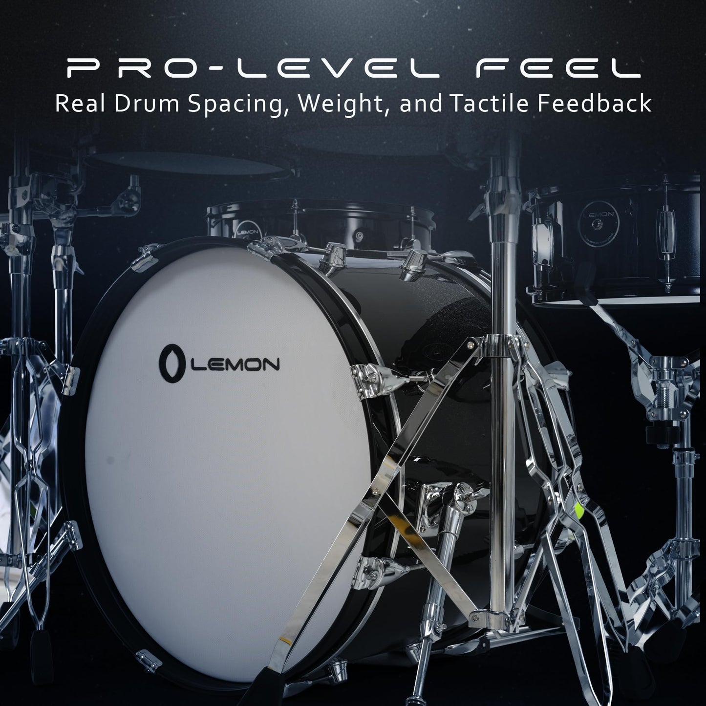 Lemon T950 Electronic Kick Drum - 20"x12" Single-Zone Mesh Bass Drum Trigger Pad, Acoustic-Style Wood Shell, Adjustable Tension, Works with Most Electronic Drum Modules, Quiet Practice, Full Size